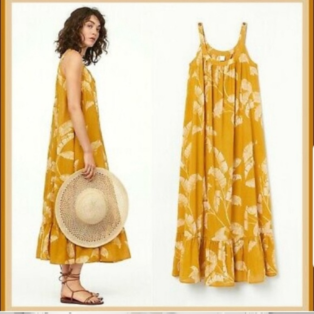 H&M Yellow Floral Midi Dress